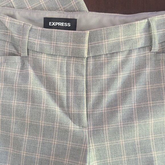 Express Columnist Barely Boot Stretch Mid Rise Plaid Plants Size 8 Long - Picture 3 of 10